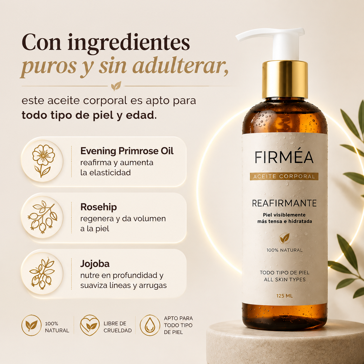 Aceite Corporal Reafirmante - Combate Celulitis, Flacidez y Arrugas